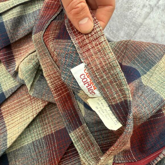 Women's Vintage 90's Casual Corner Wool Pleated Blue Red Midi Skirt Sz 11/12 VTG - Picture 5 of 9